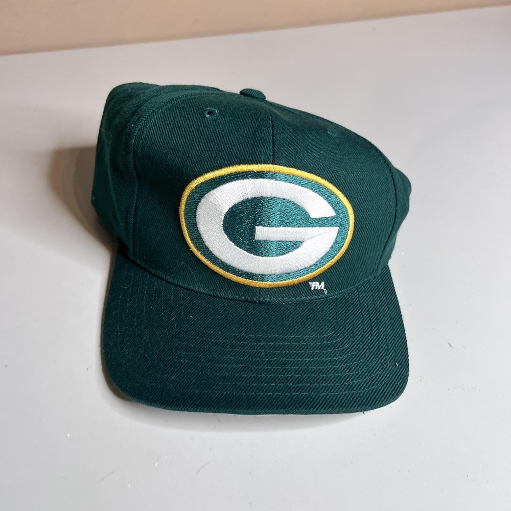 Vintage Green Bay Packers Hat Cap Snap Back Mens One Size Green NFL Football 90s